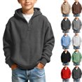 thumbnail image 1 of Tsivenald Boys Oversized Hoodies Knit Fleece Pullover Sweatshirts Kids Fashion Casual Outfits Fall Winter Clothes(11-12 Yeas, Dark Gray), 1 of 9