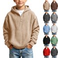 thumbnail image 1 of Tsivenald Boys Oversized Hoodies Knit Fleece Pullover Sweatshirts Kids Fashion Casual Outfits Fall Winter Clothes(9-10 Yeas, Beige), 1 of 8