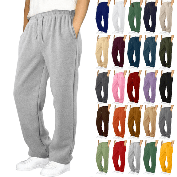 Tsivenald Boys Sweatpants Casual Straight Leg Pants with Pockets Elastic Waist Drawstring Sports Sweat Pants Fall Winter Trendy Trousers for Toddler Boys (4-15 Years,Size 120)
