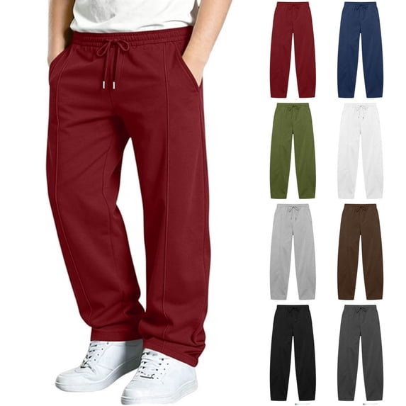 Tsivenald Boys Wide Leg Sweatpants Casual Lounge Joggers Pants with Pockets Elastic Drawstring Waist Sweat Pants (5-14 Years)