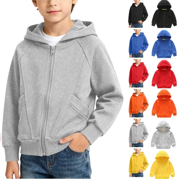 Tsivenald Boys Zip up Hoodie Fleece Long Sleeve Full Zip Hooded Sweatshirts for Kids (9-10 Years)