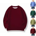 thumbnail image 1 of Tsivenald Cotton Boys Sweatshirt Oversized Long Sleeve Sweatshirt Casual Soft Fall Winter Kids Clothing Solid Hoodie Coat Tops(3-4 Years,Red), 1 of 9