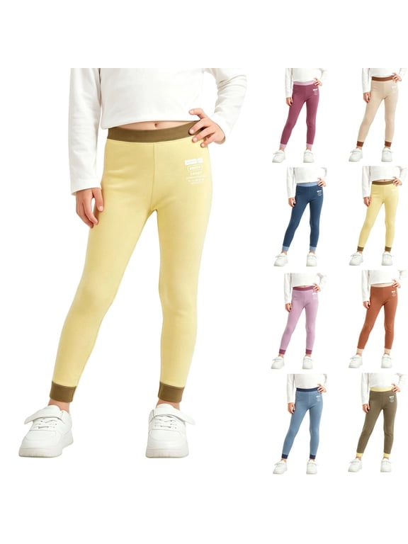 Kids Thermal Underwear Pants Fleece Lined Stretchy Warm Long Johns Base Layer Leggings