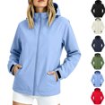thumbnail image 1 of Tsivenald Ladies Outdoor Waterproof Jacket Hooded Jacket With Pockets, Light Blue M-4XL, 1 of 1