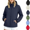 thumbnail image 1 of Tsivenald Ladies Outdoor Waterproof Jacket Hooded Jacket With Pockets, Navy M-4XL, 1 of 6