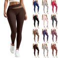 thumbnail image 1 of Tsivenald Leggings for Women Tummy Control Workout Pants Tights Pants Casual Soft Stretch Pants Workout Athletic Yoga Leggings Size S-XXXL, (Coffee, Size S-3XL), 1 of 7
