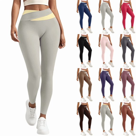 Tsivenald Leggings for Women Tummy Control Workout Pants Tights Pants Casual Soft Stretch Pants Workout Athletic Yoga Leggings Size S-XXXL, (Gray, Size S-3XL)