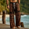 thumbnail image 1 of Tsivenald Linen Pants for Men Straight Leg Daily Trousers with Tribal Print and Elastic Waist Drawstring Mens Casual Pants, 1 of 5