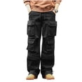 thumbnail image 1 of Tsivenald Mens Cargo Work Pants Ultra Wide Leg Cargo Pants with Multi Pockets Adjustable Drawstring Workout Trousers Casual Work Pants for Men, 1 of 9