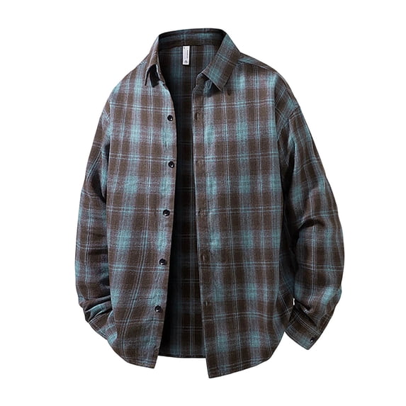 Tsivenald Mens Plaid Flannel Shirt Relaxed Fit Long Sleeve Button Down Shirt for Fall Winter Casual Wear