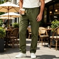 thumbnail image 1 of Tsivenald Mens Straight Leg Chino Pants Elastic Stretch Waistband Hidden Drawstring Wrinkle Resistant Office Everyday Trousers, 1 of 5