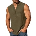 thumbnail image 1 of Tsivenald Mens Tank Tops Button Placket Sleeveless Loose Fit Pullover Shirts Crinkle Fabric with Chest Pocket Casual Tank Top for Men, 1 of 9