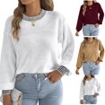 thumbnail image 1 of Tsivenald Sweaters for Women Crew Neck Long Sleeve Lightweight Tops Casual Trendy Fall Outfits Fashion Winter Clothing Dressy Shirts, 1 of 8