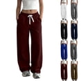 thumbnail image 1 of Tsivenald Sweatpants for Women Wide Leg Sweatpants Lounge High Waisted Pants with Pockets and Drawsting Casual Loose Baggy Trousers Comfort Workout Pants Size S-XXL, 1 of 7