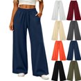 thumbnail image 1 of Tsivenald Sweatpants for Women Wide Leg High Waisted Sweat Pants Drawstring Elastic Waist Lounge Pants with Pockets Casual Comfy Pants, 1 of 9