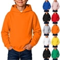 thumbnail image 1 of Tsivenald Thread Boys Hoodies Sweatshirt Pullover Hoodies Long Sleeve Solid Color Sweatshirt Boys Girls Pullover Tops, （1-2 Yeas，Orange）, 1 of 6