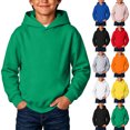 thumbnail image 1 of Tsivenald Thread Boys Hoodies Sweatshirt Pullover Hoodies Long Sleeve Solid Color Sweatshirt Boys Girls Pullover Tops, （7-8 Yeas，Green）, 1 of 6