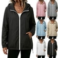 thumbnail image 1 of Tsivenald Women's Solid Color Jacket And Winter Fashion Casual Waterproof Hem Drawstring Hooded Drawstring Jacket, Black S-2XL, 1 of 7