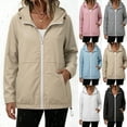thumbnail image 1 of Tsivenald Women's Solid Color Jacket and Winter Fashion Casual Waterproof Hem Drawstring Hooded Drawstring Jacket, Khaki S-2XL, 1 of 7