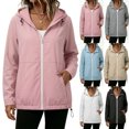 thumbnail image 1 of Tsivenald Women's Solid Color Jacket and Winter Fashion Casual Waterproof Hem Drawstring Hooded Drawstring Jacket, Pink S-2XL, 1 of 7