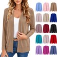 thumbnail image 1 of Tsivenald Womens Cardigan Open Front Long Sleeve Sweater Cardigan - Lightweight Casual Daily Layering Outerwear, (Brown Size S-XXL), 1 of 5