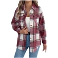 thumbnail image 1 of Tsivenald Womens Flannel Shacket Plaid Button Down Long Sleeve Shirts Jacket Coats Fall Outfits Fashion Clothes, 1 of 8