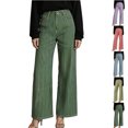 thumbnail image 1 of Tsivenald Womens Jeans High Waist Vertical Striped Print Button Fly Flared Leg Classic Five Pocket Denim Casual Pants, 1 of 8