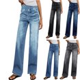 thumbnail image 1 of Tsivenald Womens Jeans Ultra High Rise Straight Leg Pants Pull On Denim Pants No Button Fly Relaxed Fit Travel Trousers Pants for Women, 1 of 5