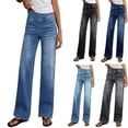 thumbnail image 1 of Tsivenald Womens Jeans Ultra High Rise Straight Leg Pants Pull On Denim Pants No Button Fly Relaxed Fit Travel Trousers Pants for Women, 1 of 8