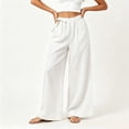 thumbnail image 1 of Tsivenald Womens Linen Wide Leg Pants Elastic Drawstring Waist Lightweight Breathable Summer Beach Casual Trousers, 1 of 7