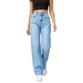 thumbnail image 1 of Tsivenald Womens Straight Leg Jeans High Waisted Jeans for Women Relaxed Loose Pants Denim Button Zipper Fly Trousers High Rise Loose Fit Jeans, 1 of 5