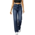thumbnail image 1 of Tsivenald Womens Straight Leg Jeans High Waisted Jeans for Women Relaxed Loose Pants Denim Button Zipper Fly Trousers High Rise Loose Fit Jeans, 1 of 8