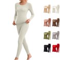 thumbnail image 1 of Tsivenald Womens Thermal Underwear Set 2 Piece Long Sleeve Fleece Lined Top & Pants Long Johns Warm Soft Base Layer for Cold Weather, 1 of 9