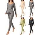 thumbnail image 1 of Tsivenald Womens Thermal Underwear Set 2 Piece Ultra-Soft Fleece Lined Long Sleeve Top & Long Johns Bottom Warm Winter Base Layer, 1 of 7