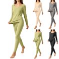 thumbnail image 1 of Tsivenald Womens Thermal Underwear Set 2 Piece Ultra-Soft Fleece Lined Long Sleeve Top & Long Johns Bottom Warm Winter Base Layer, 1 of 7