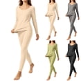 thumbnail image 1 of Tsivenald Womens Thermal Underwear Set 2 Piece Ultra-Soft Fleece Lined Long Sleeve Top & Long Johns Bottom Warm Winter Base Layer, 1 of 7