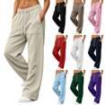 thumbnail image 1 of Tsivenald Womens Wide Leg Sweatpants High Waisted Drawstring Elastic Baggy Lounge Pants with Pockets Athletic Casual Workout Pants, 1 of 6