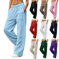 thumbnail image 1 of Tsivenald Womens Wide Leg Sweatpants High Waisted Drawstring Elastic Baggy Lounge Pants with Pockets Athletic Casual Workout Pants, 1 of 6