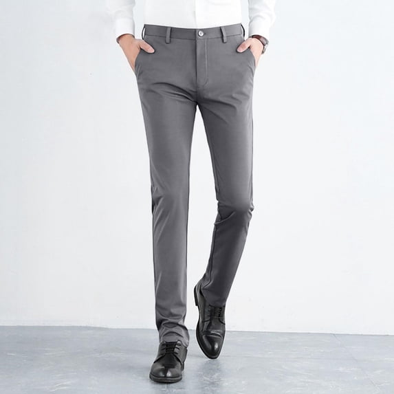 Tsivenald Work Pants for Men Slim Fit Stretch Wrinkle Resistant Button Zipper Closure Belt Loops Formal Office Business Trousers