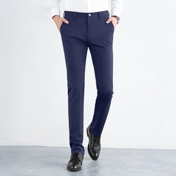 Tsivenald Work Pants for Men Slim Fit Stretch Wrinkle Resistant Button Zipper Closure Belt Loops Formal Office Business Trousers