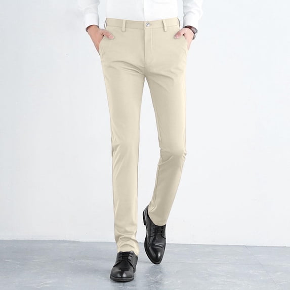 Tsivenald Work Pants for Men Slim Fit Stretch Wrinkle Resistant Button Zipper Closure Belt Loops Formal Office Business Trousers