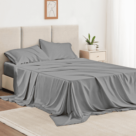 Twin Bed Sheet Set 3 Piece, Hotel Luxury Super Soft 1800 Series Microfiber Bed Sheets Set, Wrinkle Free Breathable, Up to 16" Deep Pockets Sheets, Light Grey