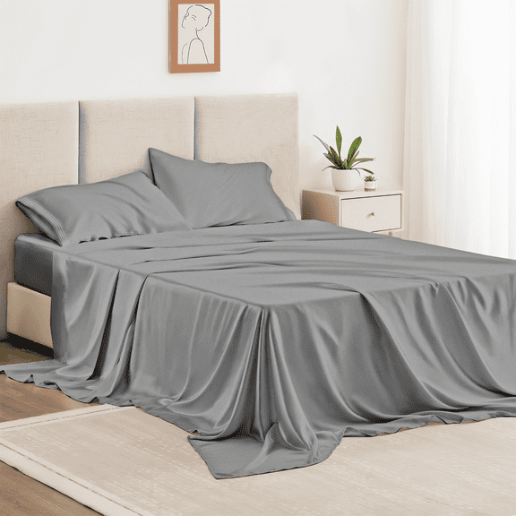 Twin Bed Sheet Set 3 Piece, Hotel Luxury Super Soft 1800 Series Microfiber Bed Sheets Set, Wrinkle Free Breathable, Up to 16" Deep Pockets Sheets, Light Grey