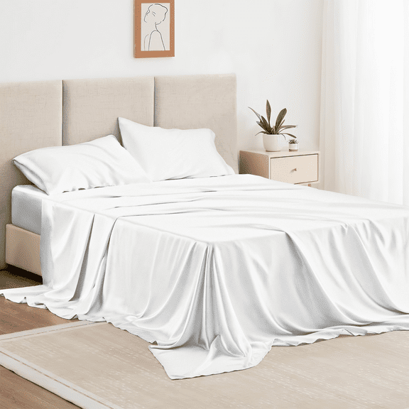 Twin Bed Sheet Set 3 Piece, Hotel Luxury Super Soft 1800 Series Microfiber Bed Sheets Set, Wrinkle Free Breathable, Up to 16" Deep Pockets Sheets, White