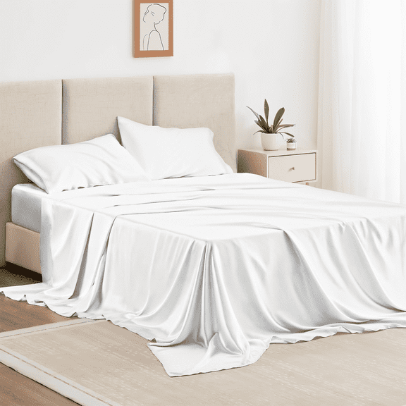 Twin Bed Sheet Set 3 Piece, Hotel Luxury Super Soft 1800 Series Microfiber Bed Sheets Set, Wrinkle Free Breathable, Up to 16" Deep Pockets Sheets, White