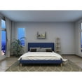 thumbnail image 1 of Tslinn Low Profile Upholstered Platform Bed,King Beds With Dark-Blue(Linen), 1 of 5
