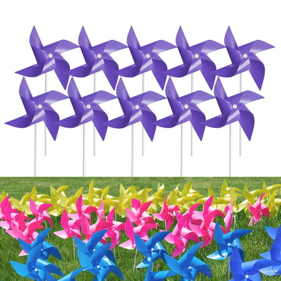 Tsocent 100 Pcs Pinwheels, Dark Purple Color Toy Wind Spinners and Party Favors Gifts for Kids, Outdoor Decorational Pinwheels for Yard and Garden(Dark Purple)