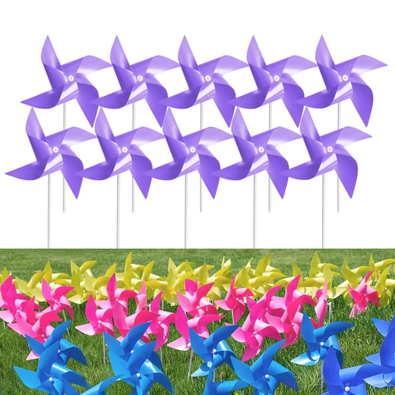 Tsocent 100 Pcs Pinwheels, Light Purple Color Toy Wind Spinners and Party Favors Gifts for Kids, Outdoor Decorational Pinwheels for Yard and Garden(Light Purple)