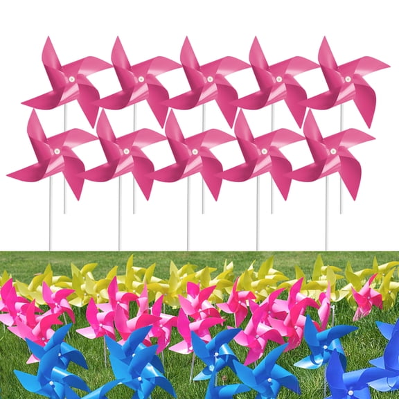 Tsocent 100 Pcs Pinwheels, Pink Color Toy Wind Spinners and Party Favors Gifts for Kids, Outdoor Decorational Pinwheels for Yard and Garden(Pink)