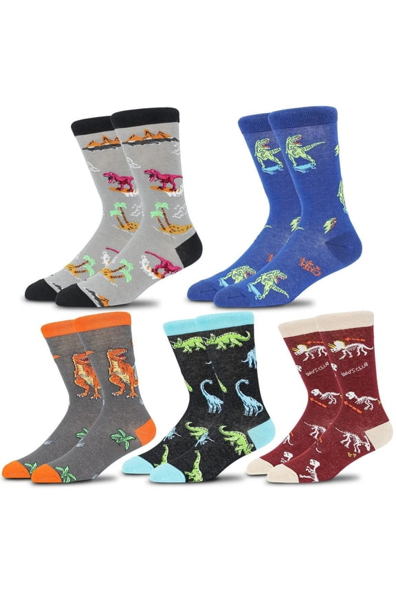5 Pairs Men's Novelty Happy Fun Dress Socks Colorful Funky Fancy Crazy Funny Casual Cotton Crew Socks for Women Men